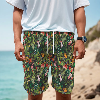 Tropical Patchwork Pattern Print Men's Cargo Shorts