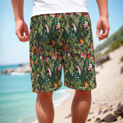 Tropical Patchwork Pattern Print Men's Cargo Shorts