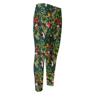 Tropical Patchwork Pattern Print Men's Compression Pants