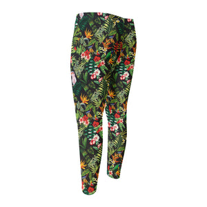 Tropical Patchwork Pattern Print Men's Compression Pants