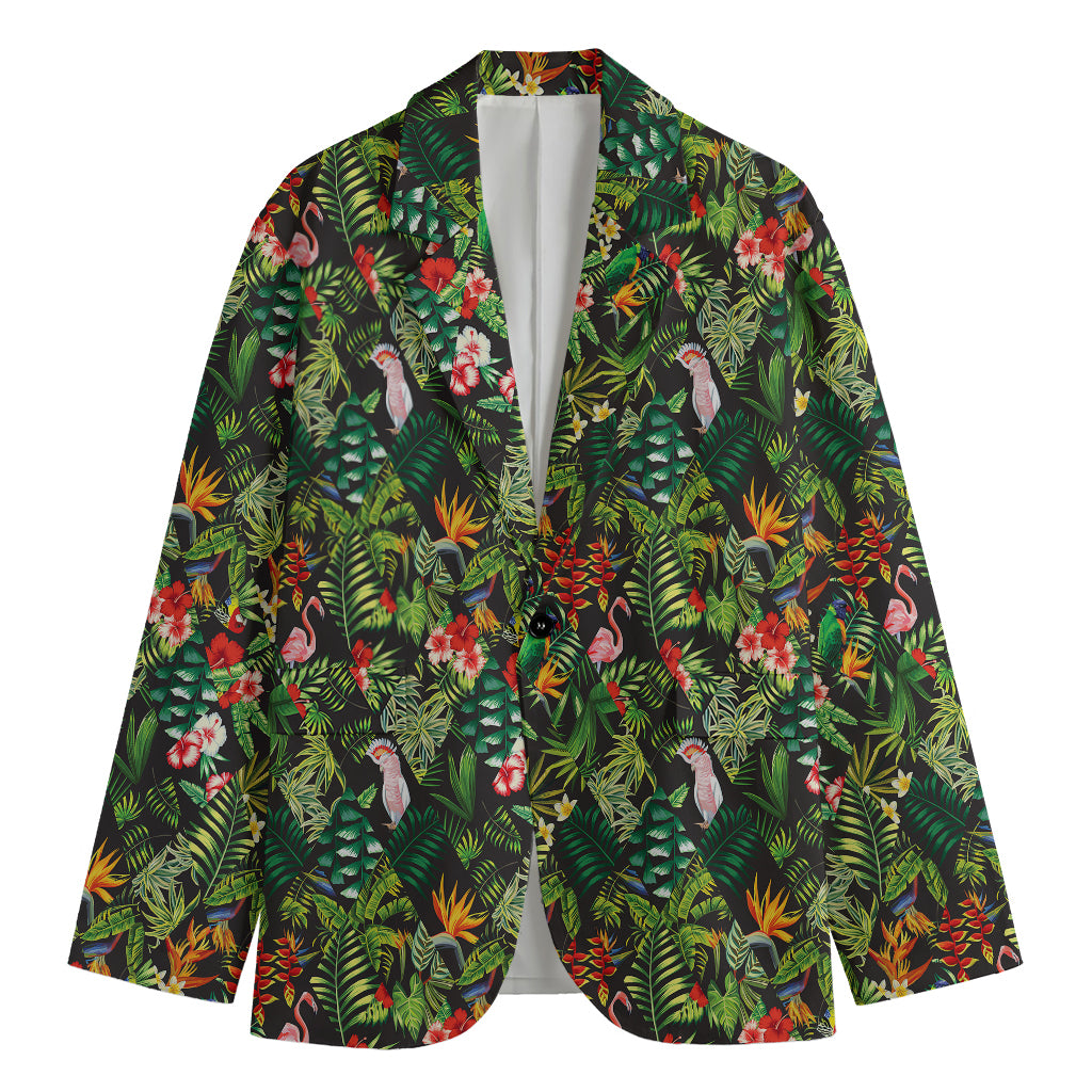 Tropical Patchwork Pattern Print Men's Cotton Blazer