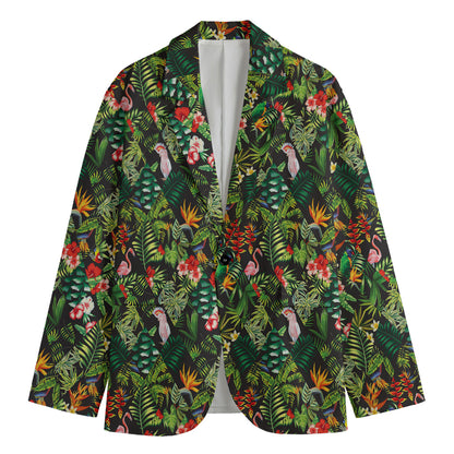 Tropical Patchwork Pattern Print Men's Cotton Blazer