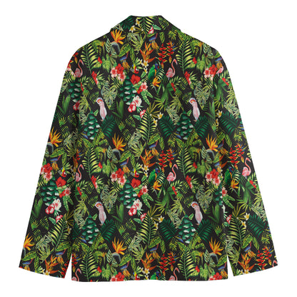 Tropical Patchwork Pattern Print Men's Cotton Blazer
