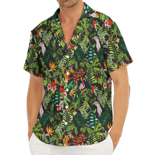 Tropical Patchwork Pattern Print Men's Deep V-Neck Shirt