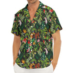Tropical Patchwork Pattern Print Men's Deep V-Neck Shirt