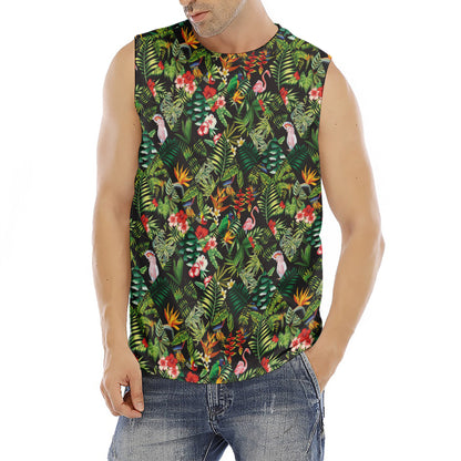 Tropical Patchwork Pattern Print Men's Fitness Tank Top