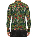 Tropical Patchwork Pattern Print Men's Long Sleeve Rash Guard