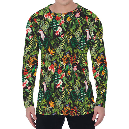 Tropical Patchwork Pattern Print Men's Long Sleeve T-Shirt