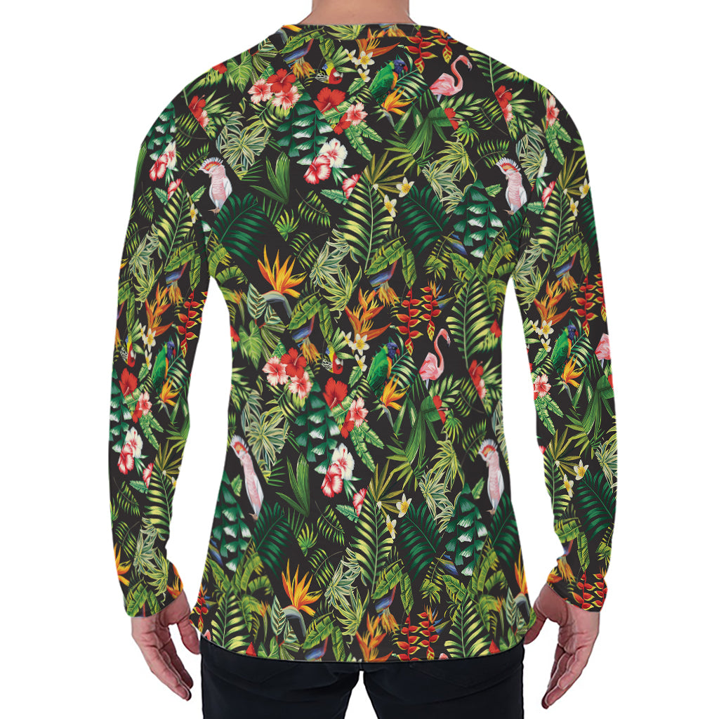 Tropical Patchwork Pattern Print Men's Long Sleeve T-Shirt
