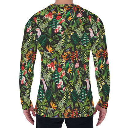 Tropical Patchwork Pattern Print Men's Long Sleeve T-Shirt