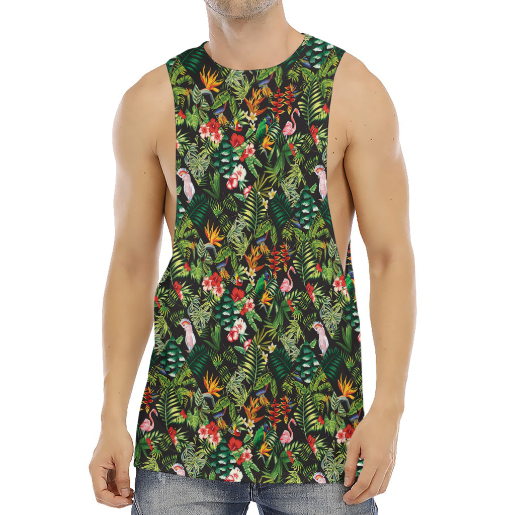 Tropical Patchwork Pattern Print Men's Muscle Tank Top