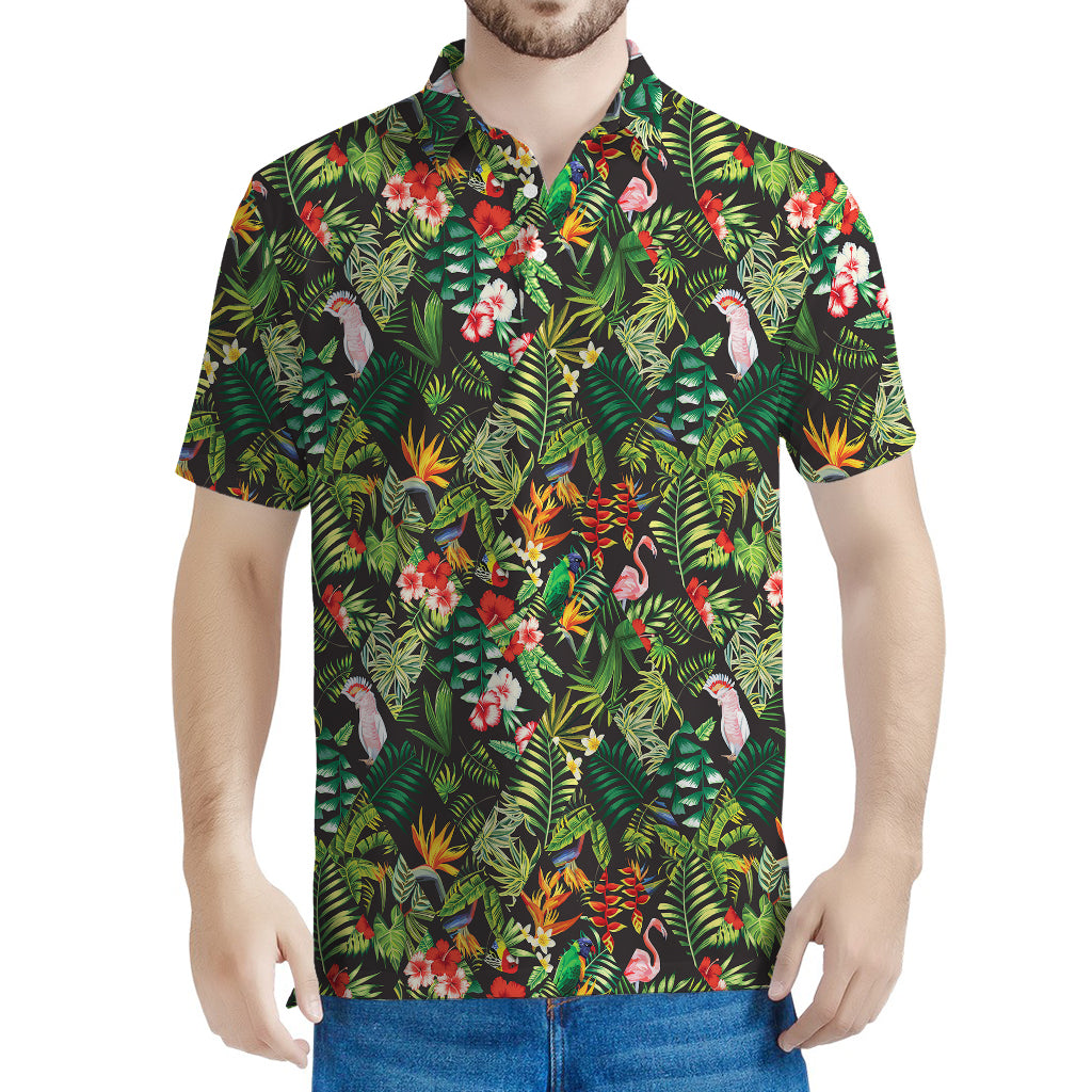 Tropical Patchwork Pattern Print Men's Polo Shirt