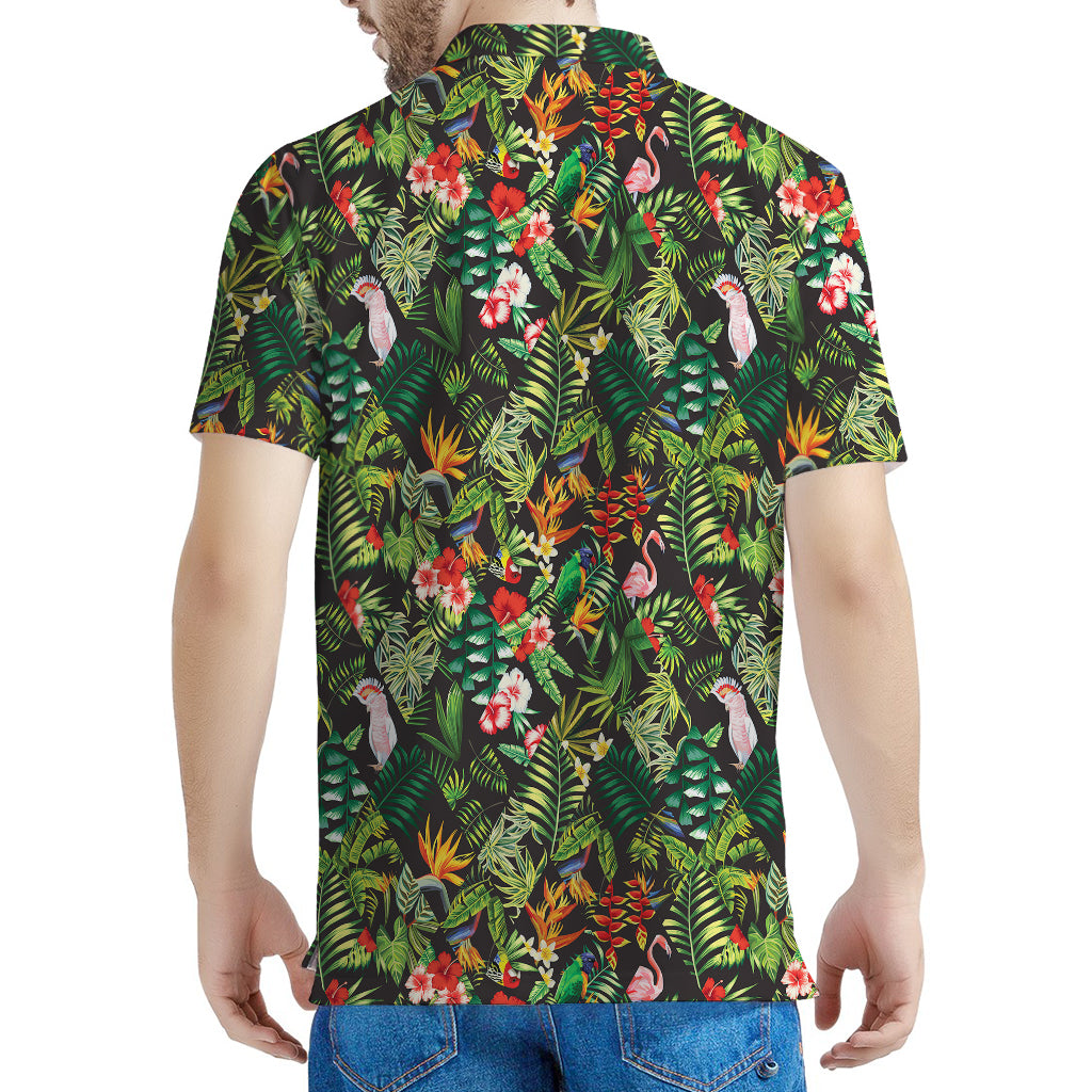 Tropical Patchwork Pattern Print Men's Polo Shirt