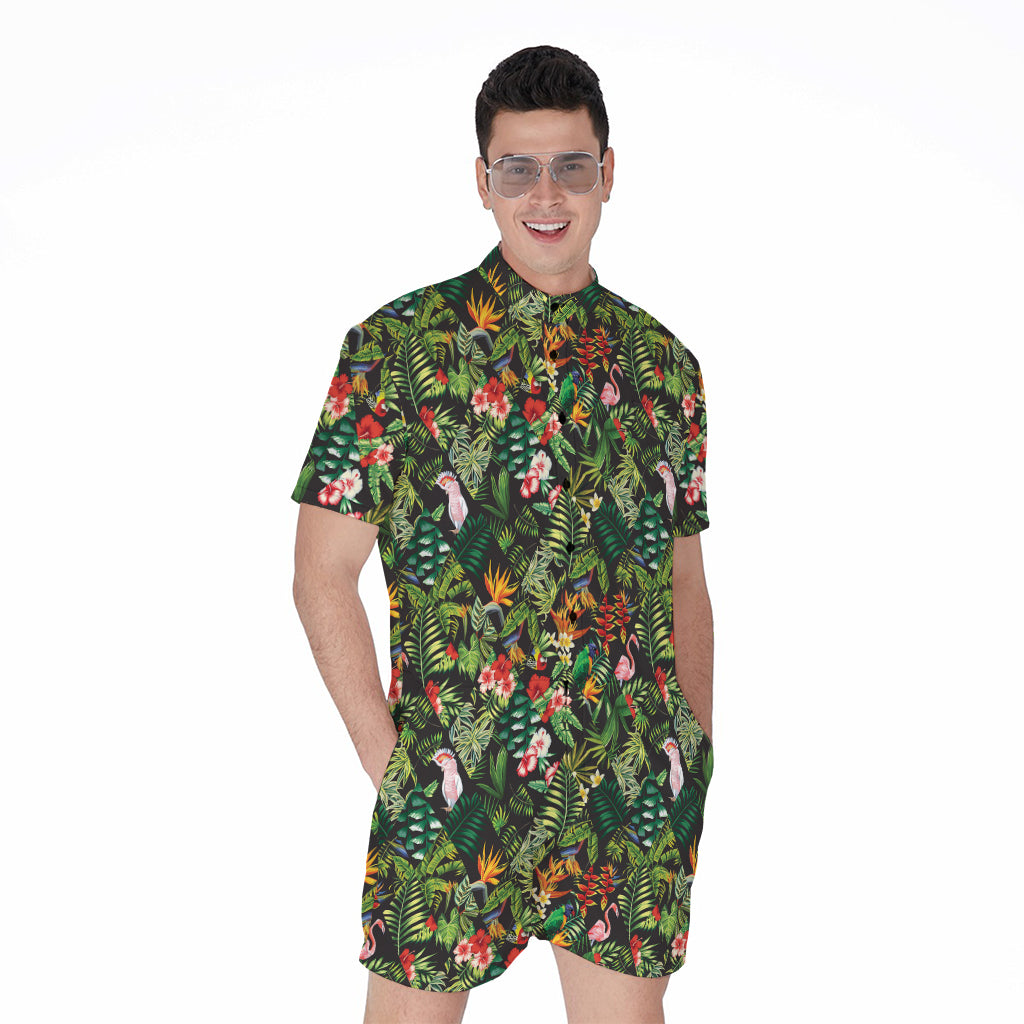 Tropical Patchwork Pattern Print Men's Rompers