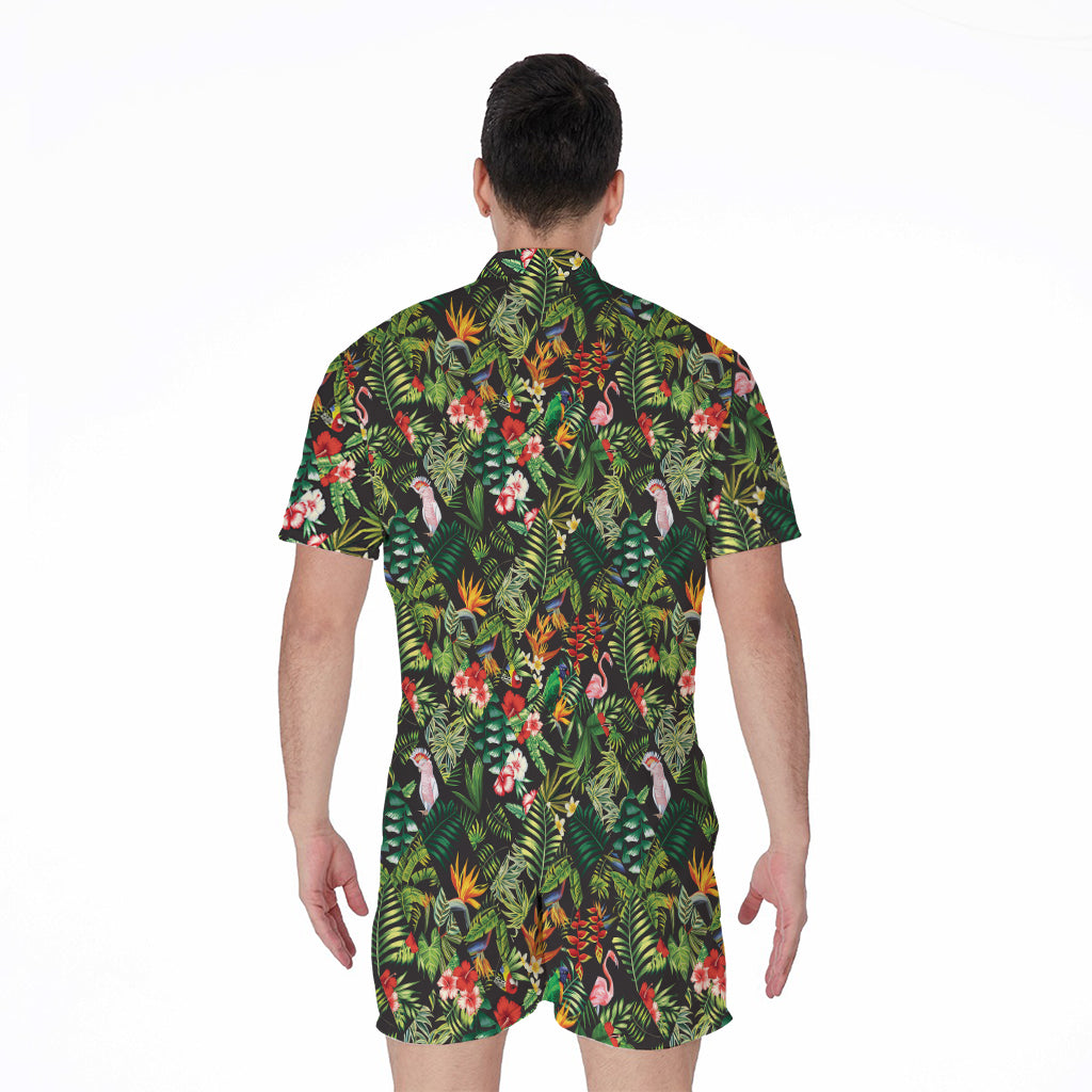 Tropical Patchwork Pattern Print Men's Rompers