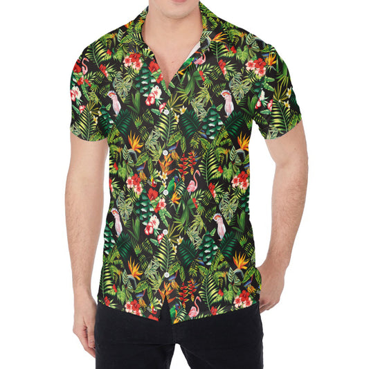 Tropical Patchwork Pattern Print Men's Shirt