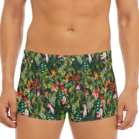 Tropical Patchwork Pattern Print Men's Short Boxer Briefs