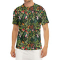 Tropical Patchwork Pattern Print Men's Short Sleeve Rash Guard