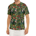 Tropical Patchwork Pattern Print Men's Short Sleeve Rash Guard