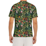 Tropical Patchwork Pattern Print Men's Short Sleeve Rash Guard