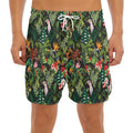 Tropical Patchwork Pattern Print Men's Split Running Shorts