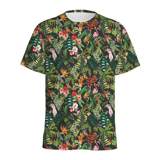 Tropical Patchwork Pattern Print Men's Sports T-Shirt