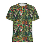 Tropical Patchwork Pattern Print Men's Sports T-Shirt
