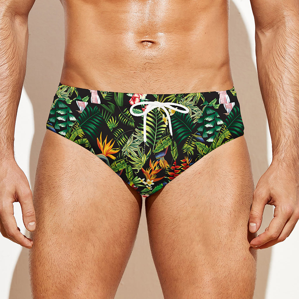 Tropical Patchwork Pattern Print Men's Swim Briefs