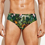 Tropical Patchwork Pattern Print Men's Swim Briefs