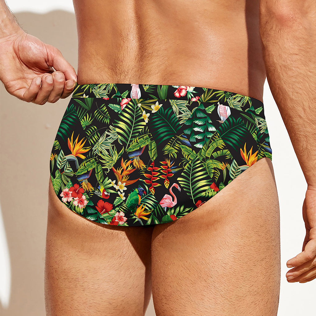 Tropical Patchwork Pattern Print Men's Swim Briefs