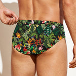 Tropical Patchwork Pattern Print Men's Swim Briefs
