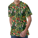 Tropical Patchwork Pattern Print Men's Velvet T-Shirt