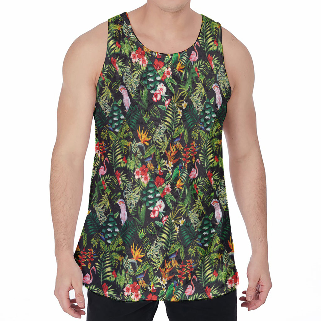 Tropical Patchwork Pattern Print Men's Velvet Tank Top