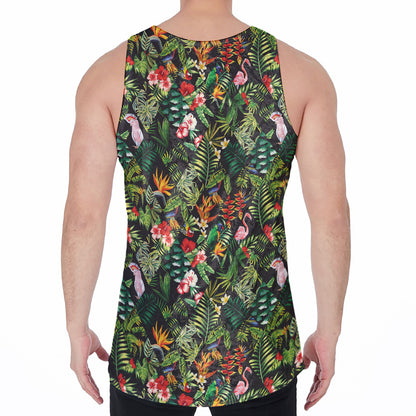 Tropical Patchwork Pattern Print Men's Velvet Tank Top