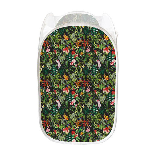 Tropical Patchwork Pattern Print Mesh Laundry Hamper