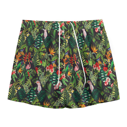 Tropical Patchwork Pattern Print Mesh Shorts