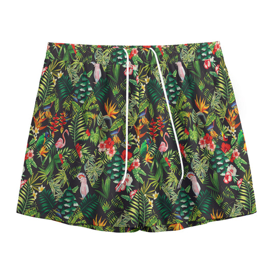 Tropical Patchwork Pattern Print Mesh Shorts