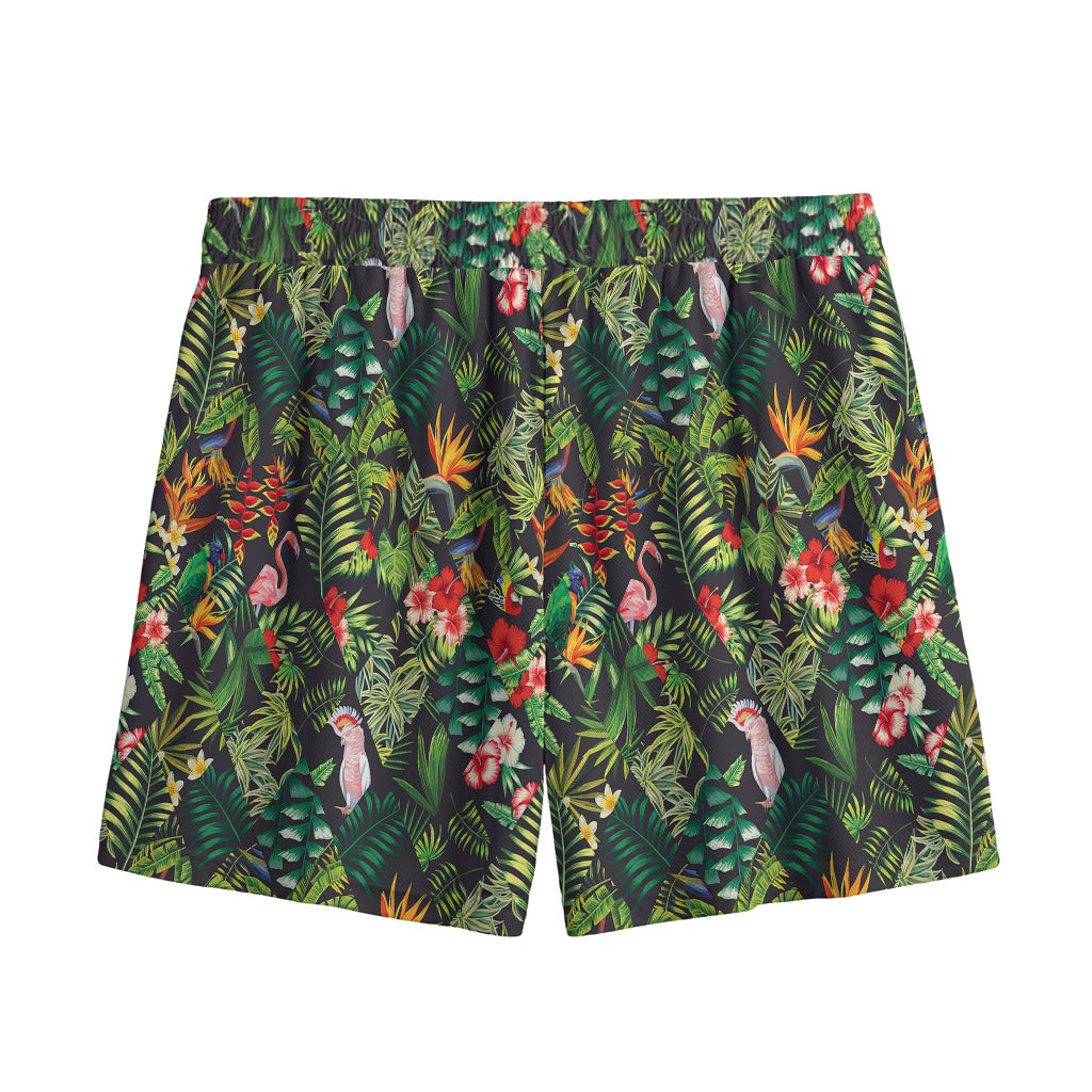 Tropical Patchwork Pattern Print Mesh Shorts