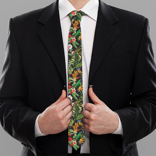Tropical Patchwork Pattern Print Necktie
