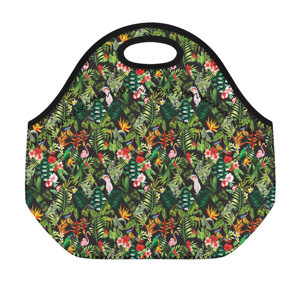 Tropical Patchwork Pattern Print Neoprene Lunch Bag