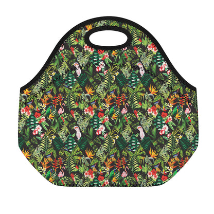 Tropical Patchwork Pattern Print Neoprene Lunch Bag