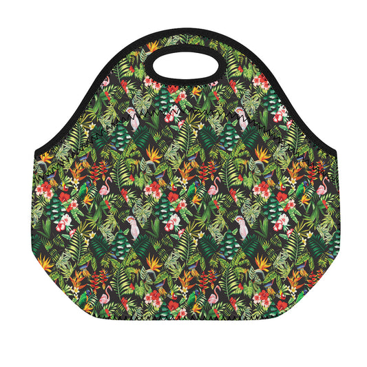 Tropical Patchwork Pattern Print Neoprene Lunch Bag