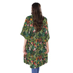 Tropical Patchwork Pattern Print Open Front Beach Cover Up