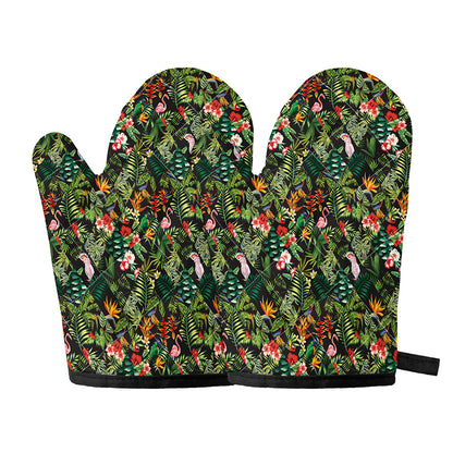 Tropical Patchwork Pattern Print Oven Mitts