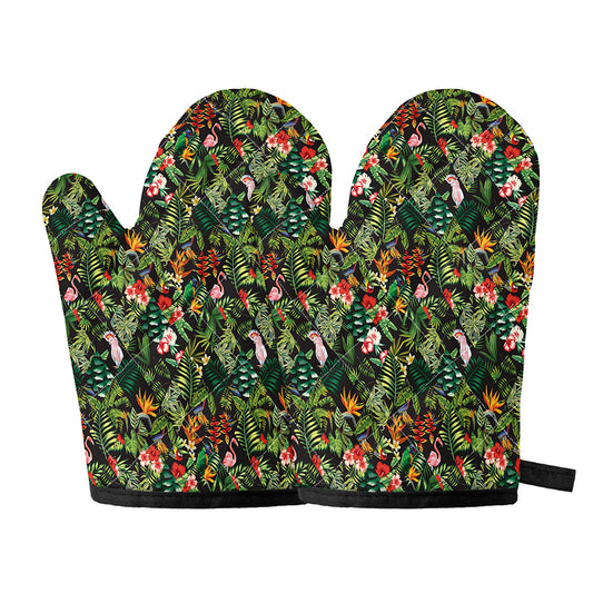 Tropical Patchwork Pattern Print Oven Mitts