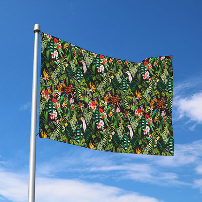 Tropical Patchwork Pattern Print Polyester Flag