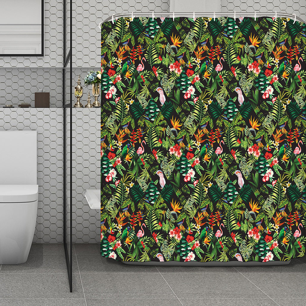 Tropical Patchwork Pattern Print Polyester Shower Curtain