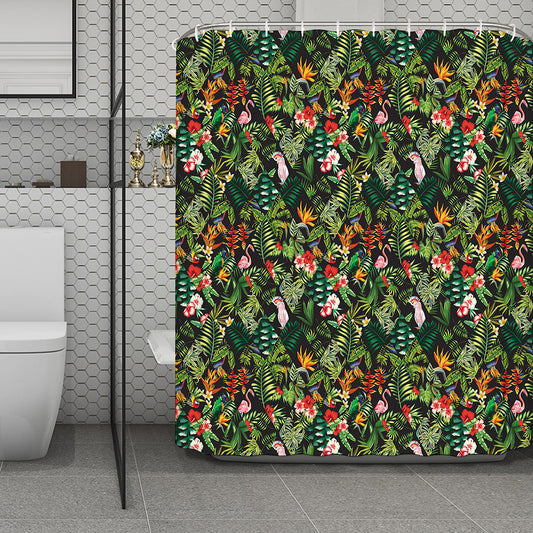 Tropical Patchwork Pattern Print Polyester Shower Curtain