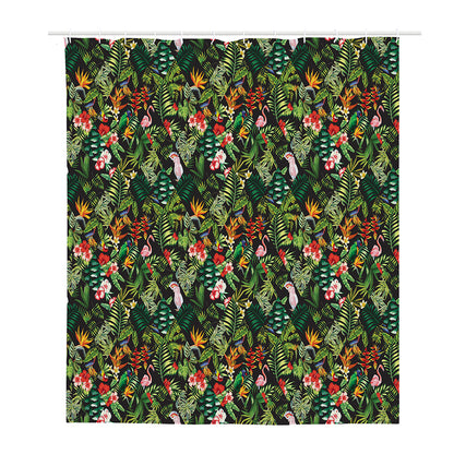 Tropical Patchwork Pattern Print Polyester Shower Curtain