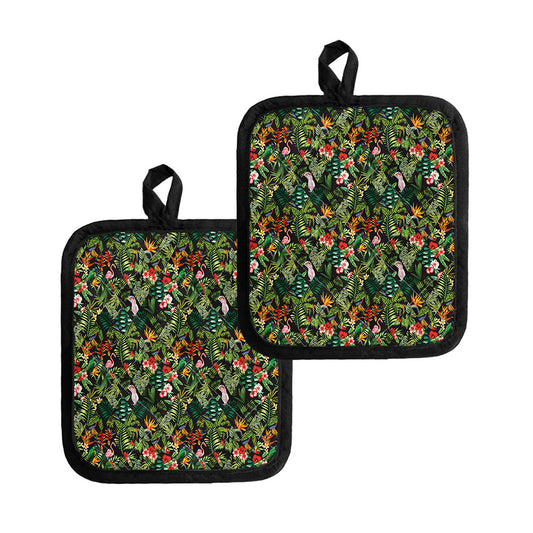 Tropical Patchwork Pattern Print Pot Holders
